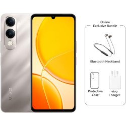 vivo Y04 4G Dual SIM Titanium Gold 4GB RAM + 128GB | 5500Mah | with Neck Band - Middle East Version