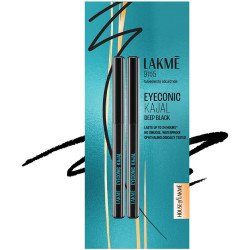 LAKMÉ Eyeconic Black Kajal, Matte Kohl Liner in a Twist Up Pencil - Waterproof, Smudge Proof & Long Lasting Eye Makeup, 0.35 g Twin Pack