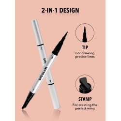 SHEGLAM Black Liquid Eyeliner Pen with Wing Stamp Long Lasting Waterproof Eye Liner Makeup