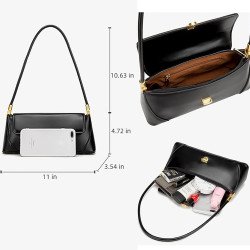 Small Shoulder Bag for Women Leather Mini Tote Handbag Purse with Buckle Closure