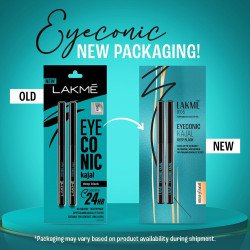 LAKMÉ Eyeconic Black Kajal, Matte Kohl Liner in a Twist Up Pencil - Waterproof, Smudge Proof & Long Lasting Eye Makeup, 0.35 g Twin Pack