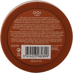 Rimmel London Radiance Shimmer Brick Pressed Bronzer, Light-As-Air Contouring Formula, 001 Light, 12 g