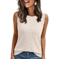 LBOYLOVE® Summer Beige Tank Tops For Women Trendy, Womens Tank Tops Beige Sleeveless Tunic Shirts Summer Fashion Basic Soft Clothes Casual Trendy Vacation