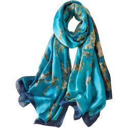 Myneiyi Fashion Scarves Scarf 100% Silk Feeling Scarf Silk Like Scarves Long Lightweight Sunscreen Shawls for Women