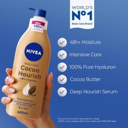 NIVEA Body Lotion for Dry Skin, Cocoa Butter, 5in1 Complete Care, 48H Deep Moisture, 2x400ml, Pack of 2