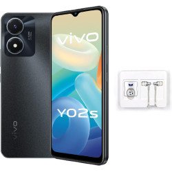 vivo Y02s 4G Dual Sim (Flourite Black, 3GB RAM, 32GB) 8MP Rear Camera | 5000 mAh Battery | Multi-Turbo 5.5 | 12 Months Warranty + Earphones + Ring Holder
