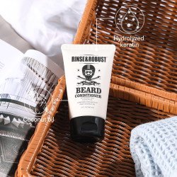 Rinse & Robust 8Pcs Beard Growth Kit for Men Beard Care Set with Traveling Bag Beard Grooming Wash & Beard Conditioner Kit Valentines Gift for Men Beard Trimmer, Brush,Comb, Traveling Bag