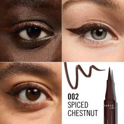 Rimmel Wonder'Ink, 002 Spiced Chestnut, Brown, Eyeliner, Eyeliner Pen, Precision Eyeliner Pen, Matte Eyeliner, Matte Finish, High Pigment, All Day Wear, Waterproof, Smudge-proof, 1ml (0.03oz)