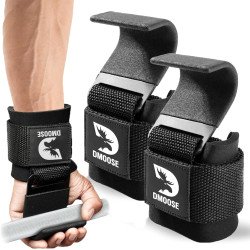 Heavy Duty Weight lifting Hooks for Men & Women (Pair), Non-Slip Grip with 500 Lbs Capacity, 8mm Thick Wrist Padding - Weight Grips for Shrugs, Rows & Deadlifts - Gym Workout with Pull Up Hooks