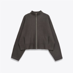 Women's Stand Collar Zipper Long Sleeve Knitted Coat