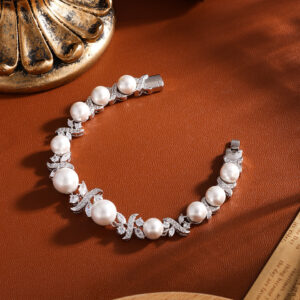 Vintage Fashion Pearl Bracelet For Women With Zircon Copper Inlay Wedding Banquet