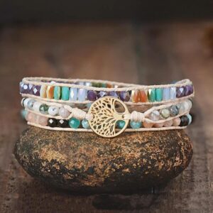 Natural Stone Hand-woven Multi-layer Tree Of Life Accessories Couple Bracelet