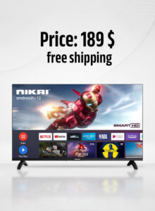 32 Inch Smart LED TV | HD 1366 x 768 Resolution | Android TV with Wi-Fi & DLNA | Quad-Core Processor | 16W Speaker Power | 2x HDMI, 2x USB | Netflix, YouTube, Shahid | 60Hz | Model Year 2018 | NTV3200SLED / NTV3200SLED4 Black